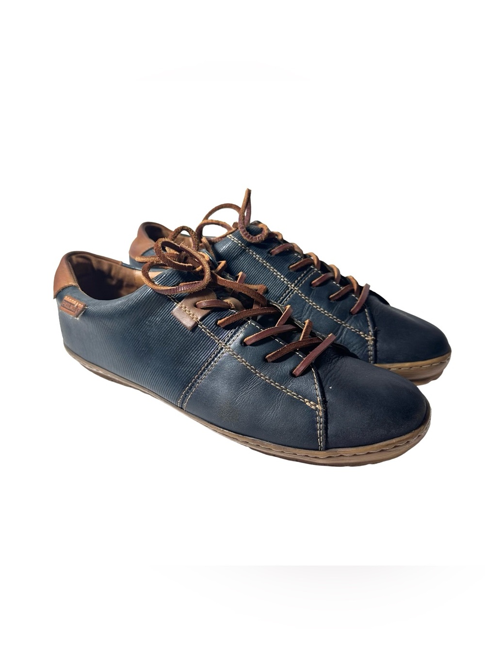 Pikolinos Lagos Navy Blue Brown Leather Sneakers Oxfords 901-4634 EU 38 US 7.5